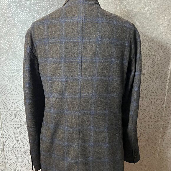 Spada Roma Mens Gray Plaid Wool Single Breasted Two Button Blazer Size 52 - Picture 4 of 7